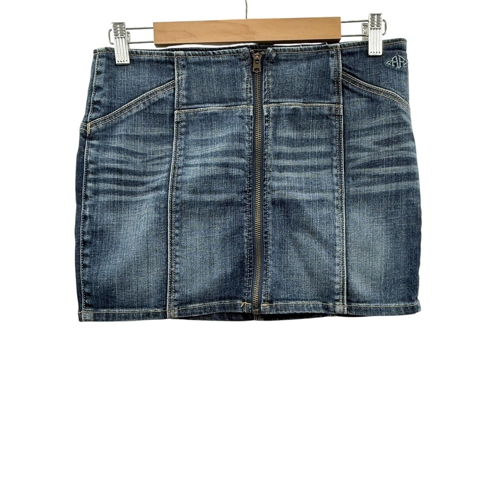Abercrombie & Fitch Mini Denim Skirt Women's Size 8 Blue Zip Front Y2K‎